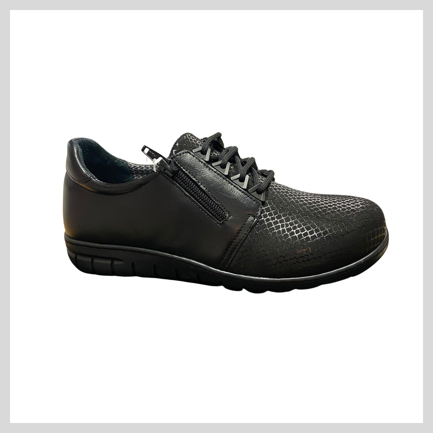 Ladies Softmode Black Lace/Zip Shoe -6657-10 Gloria