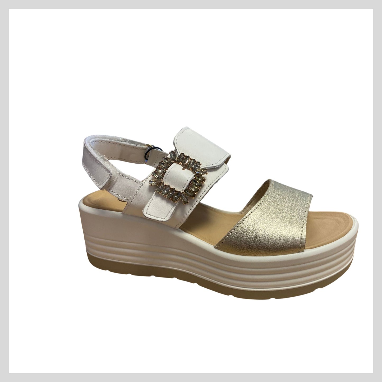 Ladies Igi&Co Platform Gold and white sandal 1164522
