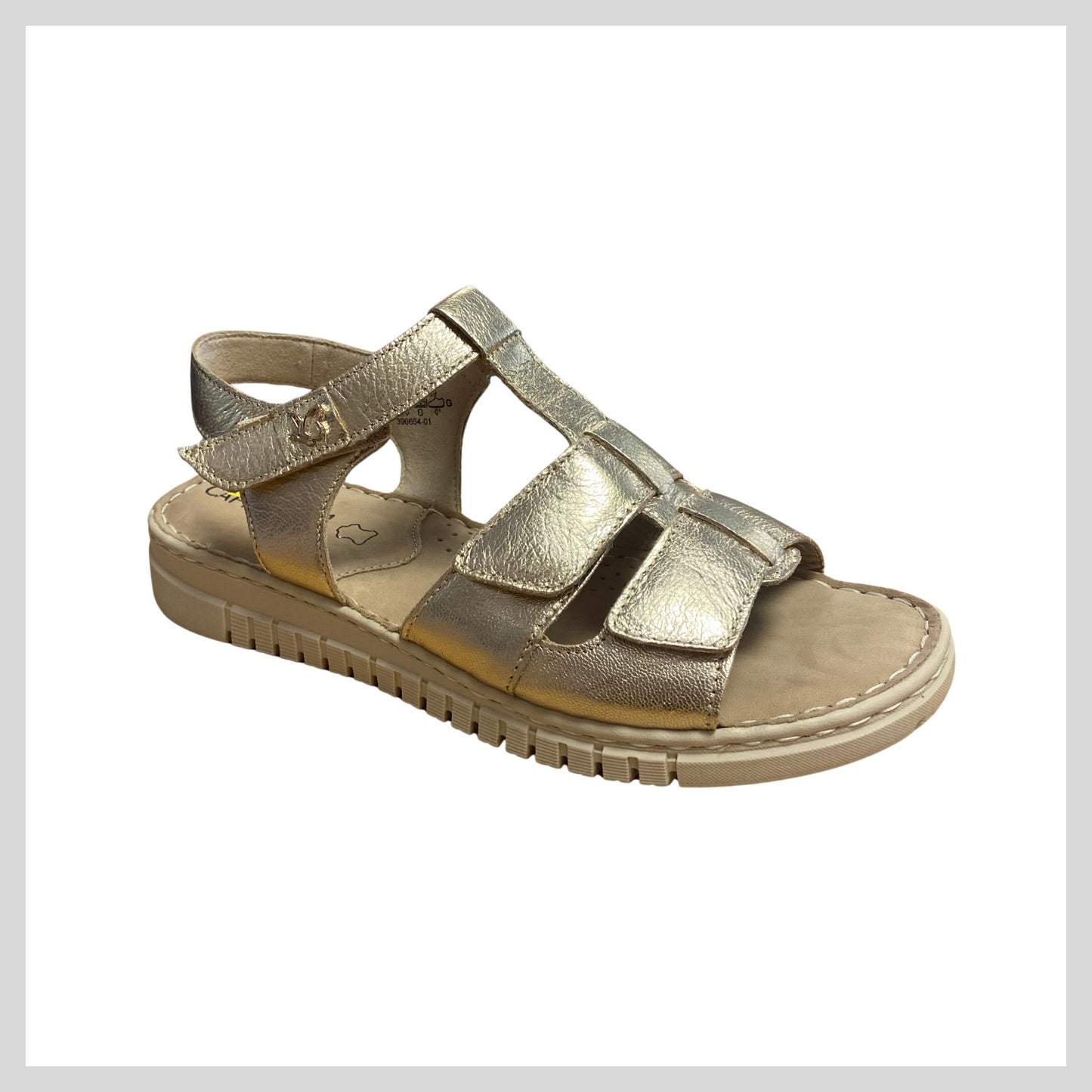 Caprice 9-28102-44-959 Ladies Platin metal velcro leather sandal