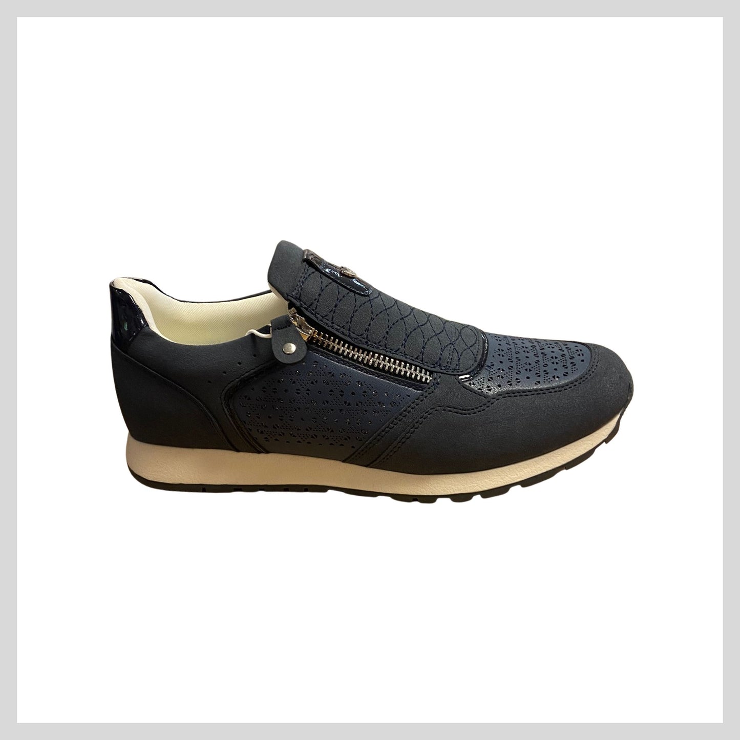 Susst Dizzy26 Navy Ladies Double Zip Sneaker.