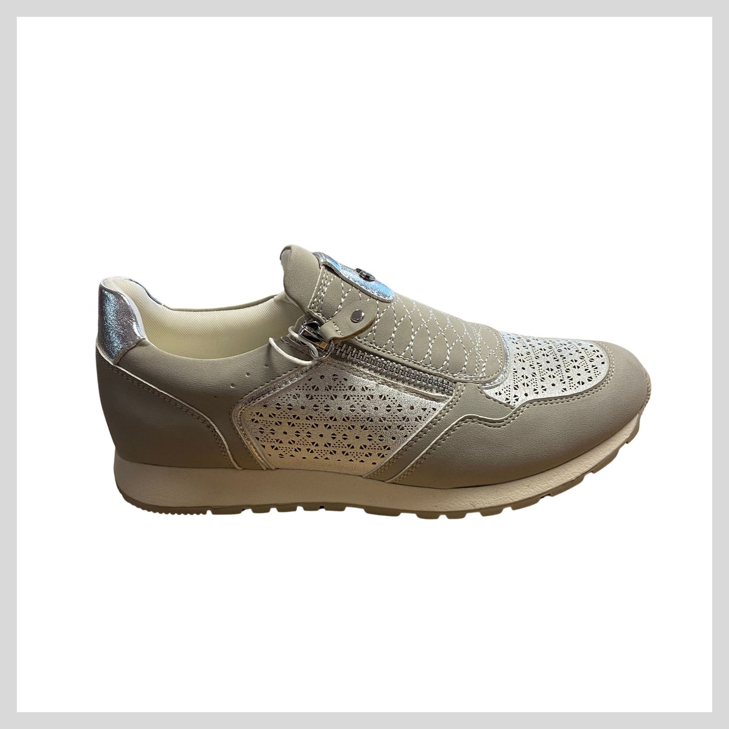 Susst Dizzy26 Silver/Grey Ladies Double Zip Sneaker.