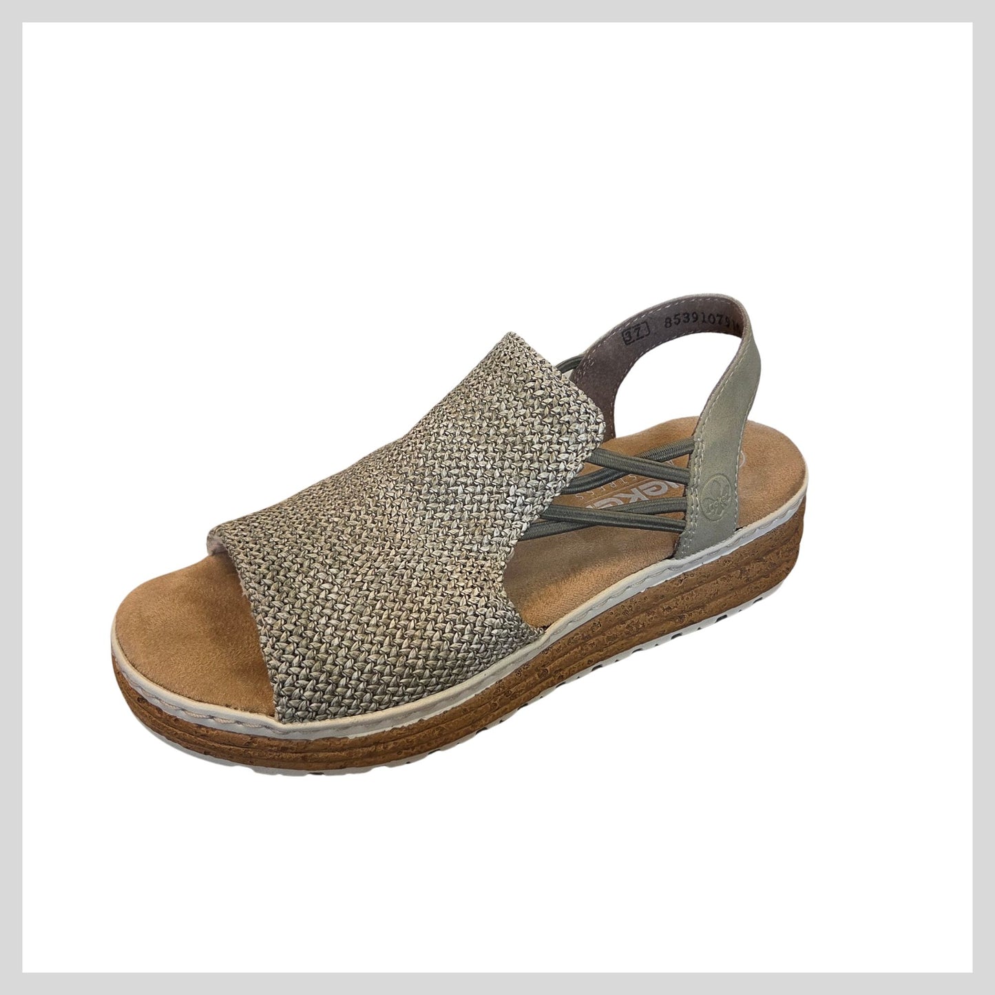 Rieker 62741-52 Ladies Wedged Green Sandal