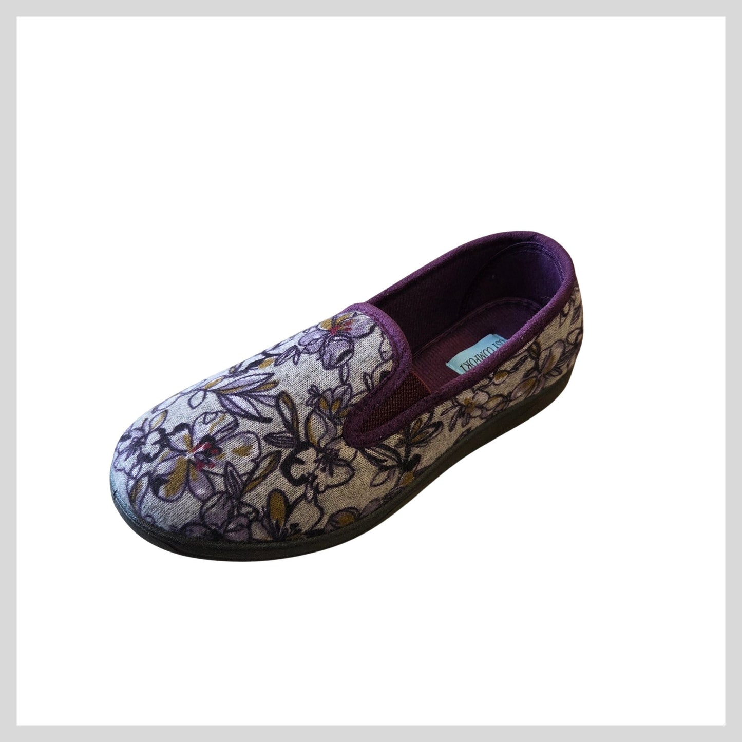 Cosy Comfort Flora, Ladies Slip on Purple Floral Slippers