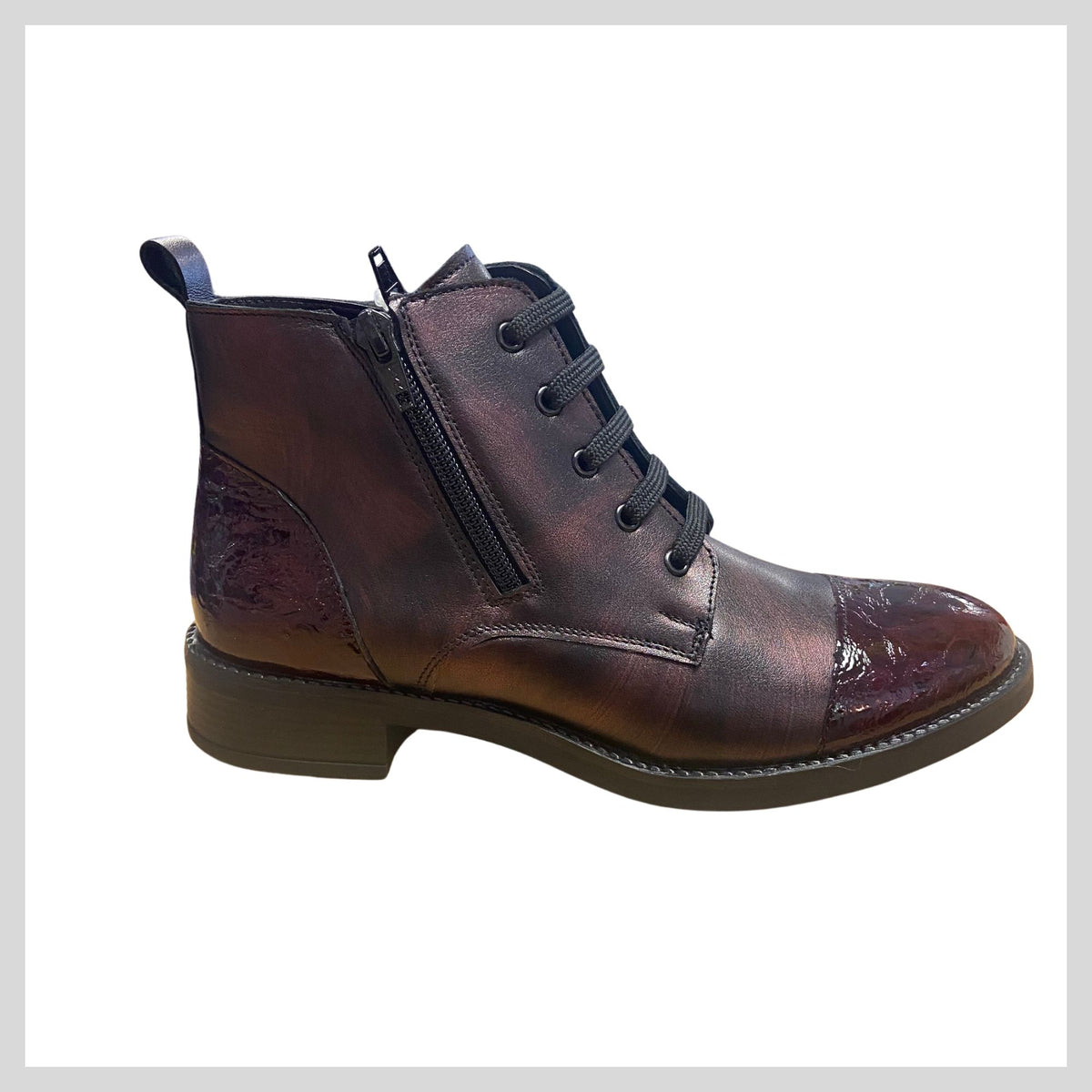 Softmode Burgundy Leather Ankle Boot - H (wide fitting) - Kylie 6700-70
