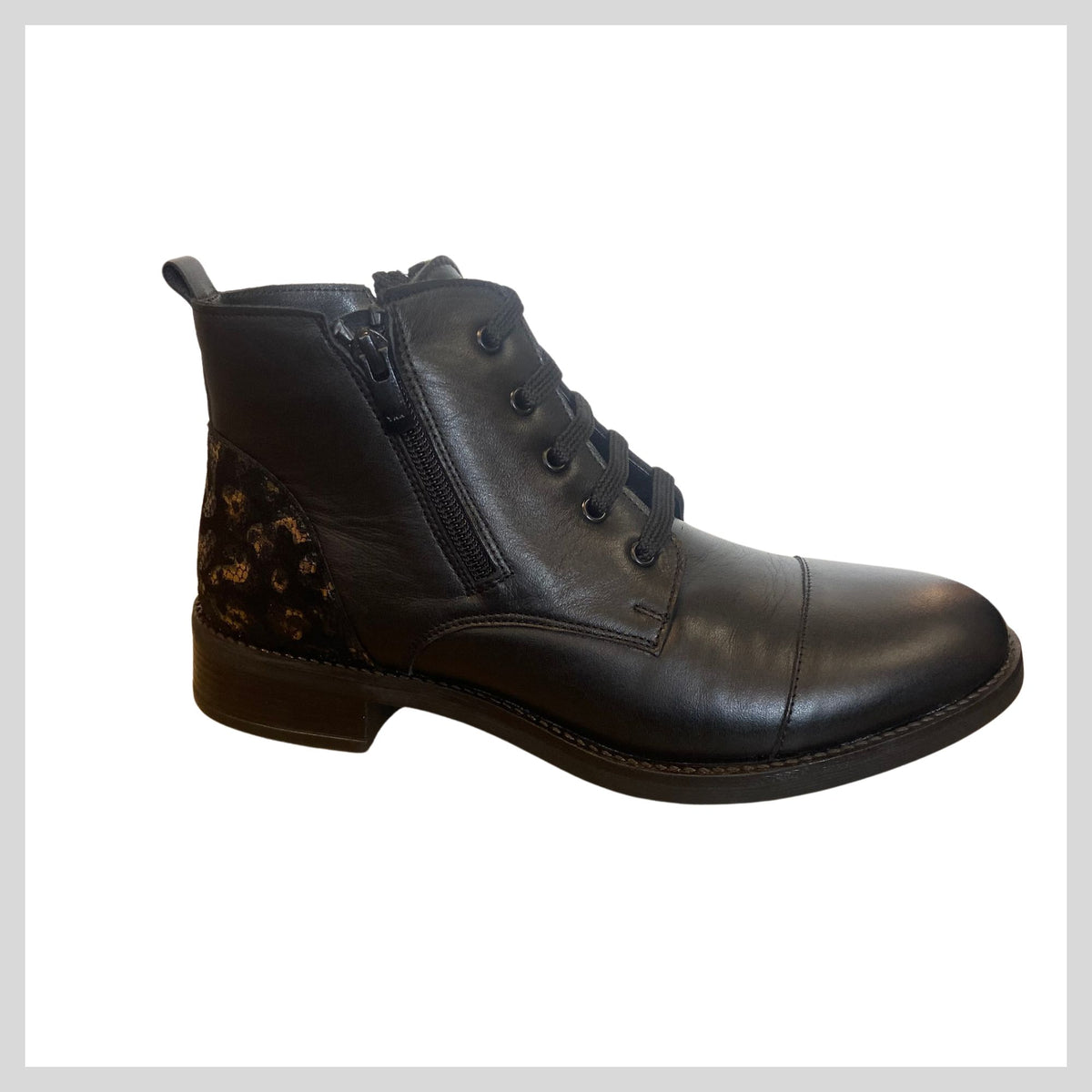 Softmode Ladies Black Leather Ankle Boot - H (wide fitting) - Kiara 6699-10