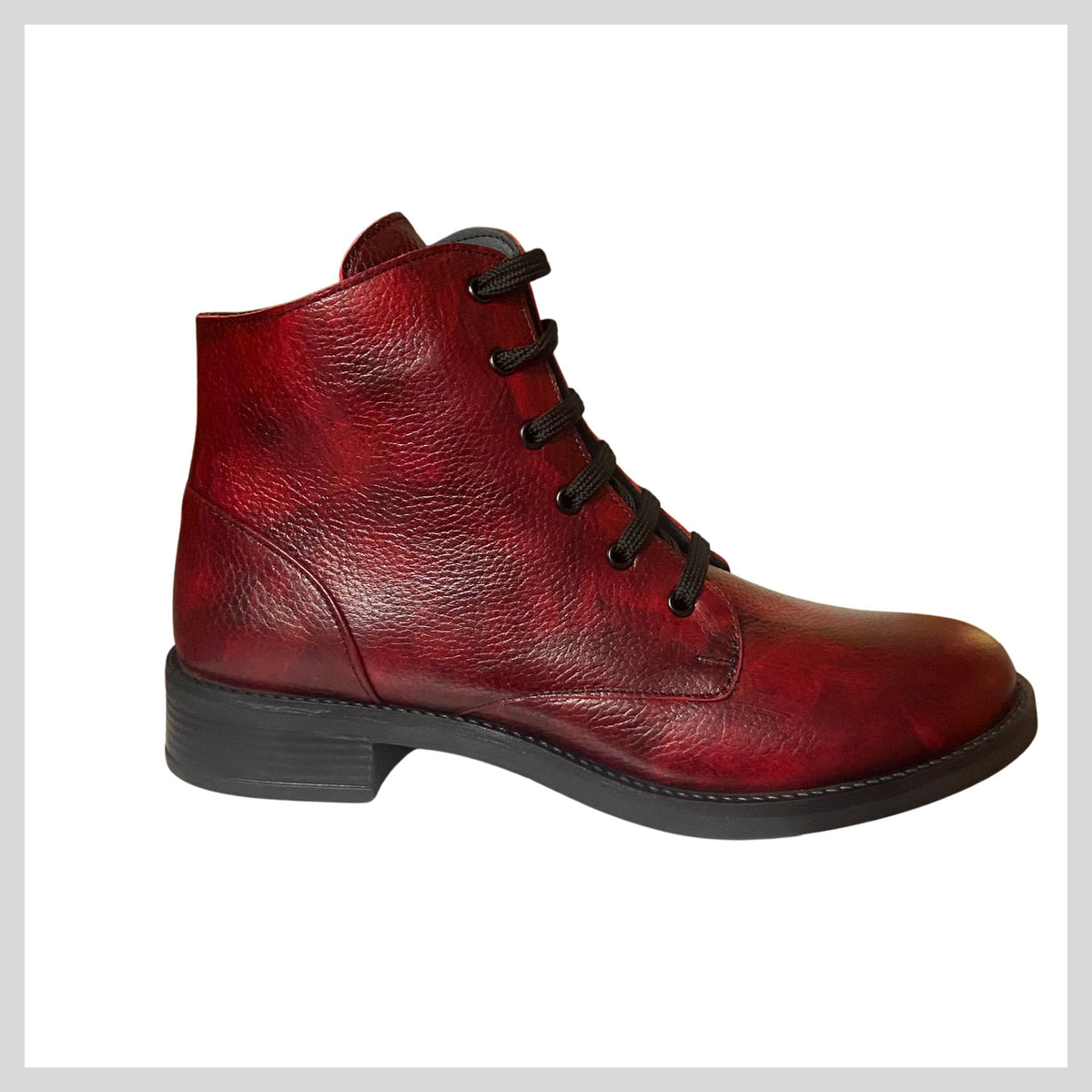 Softmode Ladies Red Leather Ankle Boot - H (wide fitting) - Kate 6698-70