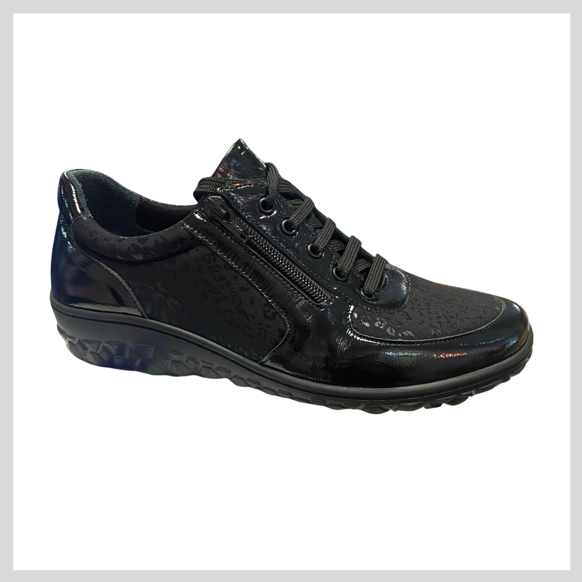 Ladies Softmode Black Lace/Zip Shoe Rose 3E (wide fitting) 6679-10