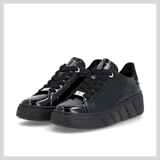 Rieker Women Patent Platform Laced Shoe W2601-00