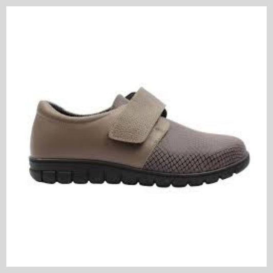 Sortmode Women's Taupe Velcro Shoe - Giselle 4E  6652-22
