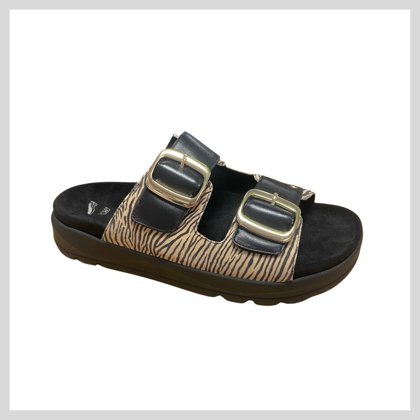 Caprice 9-27202-46-422 Beige Zebra Print Double Strap Mule