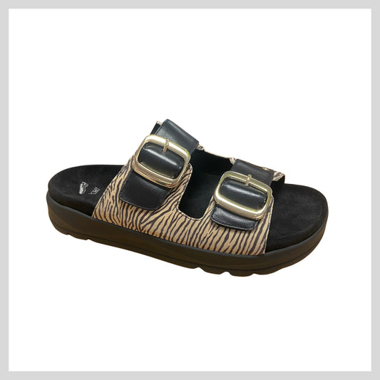 Caprice 9-27202-46-422 Beige Zebra Print Double Strap Mule