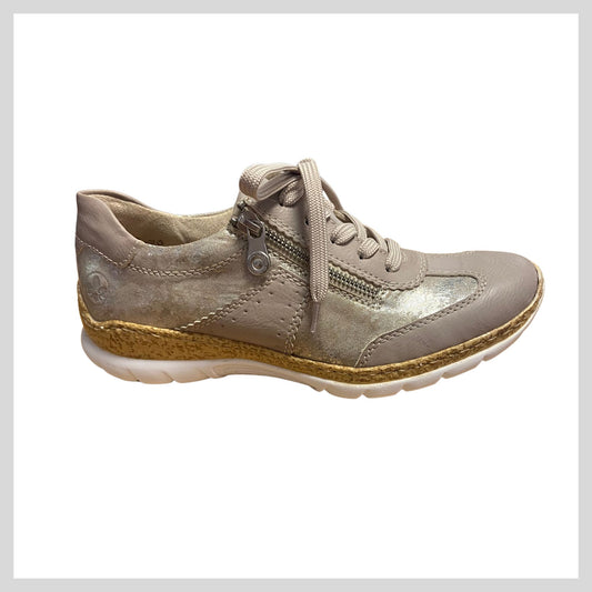 Rieker N4221-90 Ladies Beige Lace/Zip Shoe