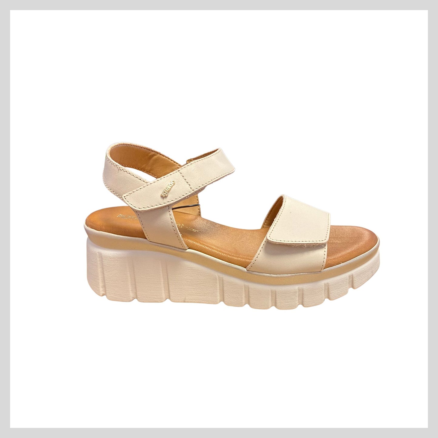 Ladies Igi&Co Low Wedge Cream Sandal 1189522