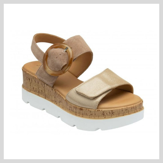 Ladies' Lotus Cammie Taupe /Gold Sandal  - ULP268