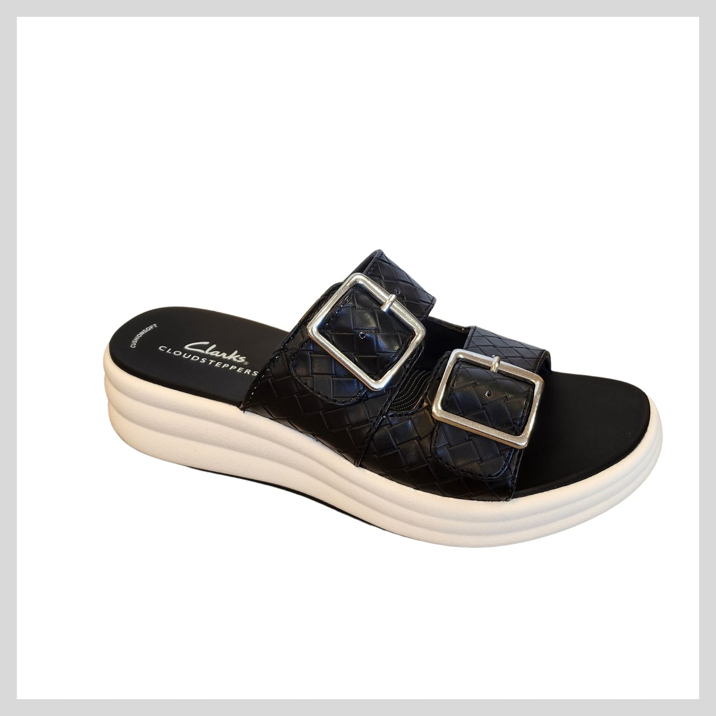 Clarks Sandal Drift Buckle (Black Woven)