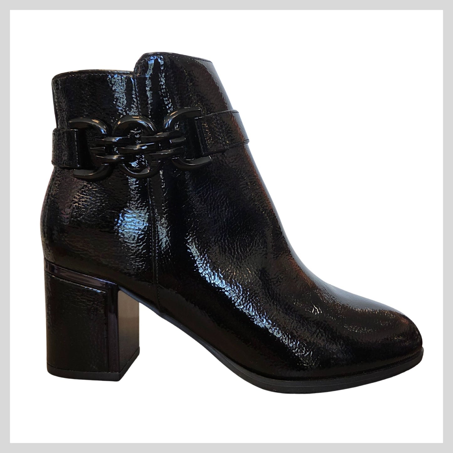 Lotus ULB 454 Ladies Black Patent Ankle Boot