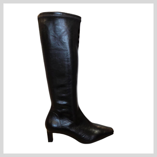 Miss Elastic 78100 / 62-05 Ladies long Eco-leather Black Stretch Boots