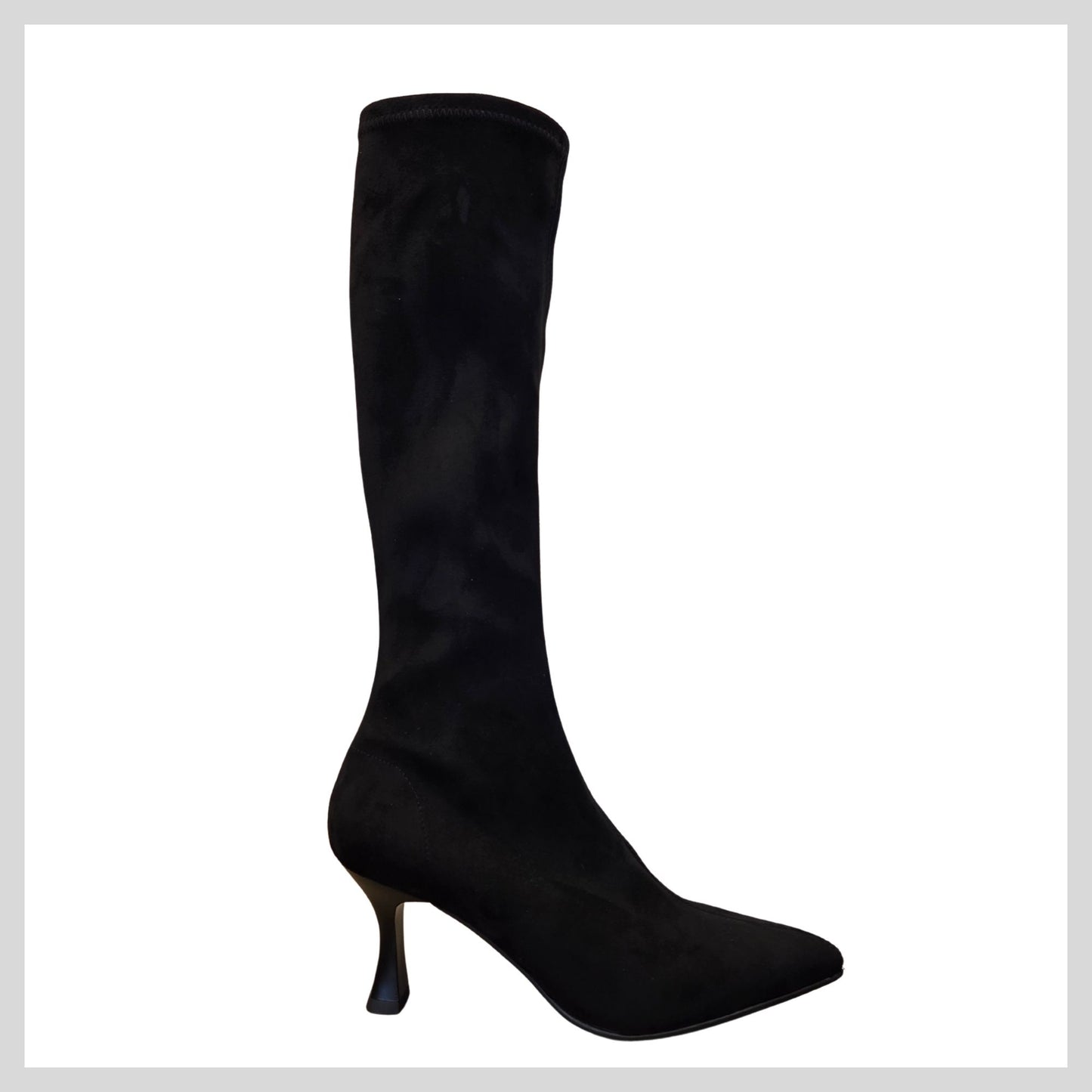 Miss Elastic 78041/AE-05 Ladies Black ECO-Suede Knee High Boots