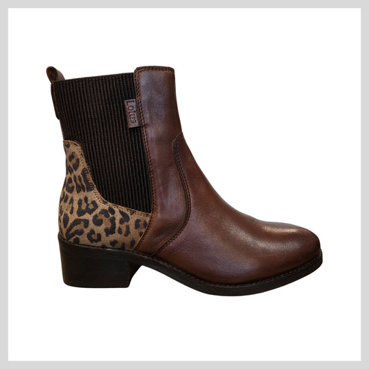 Lotus ULB479 Ladies Lindley Tan/Leopard Ankle Boots