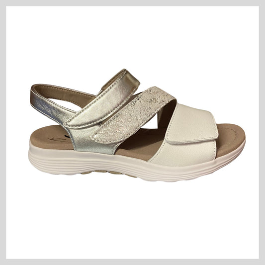 Gabor 86.813.51 Ladies Gabor Rolling Soft Sandal White/Silver