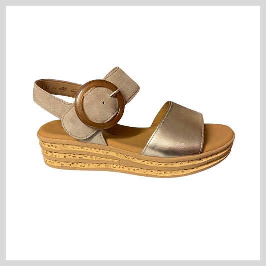 Gabor 84.550.62 Ladies Wedge  Beige/Pewter Sandal