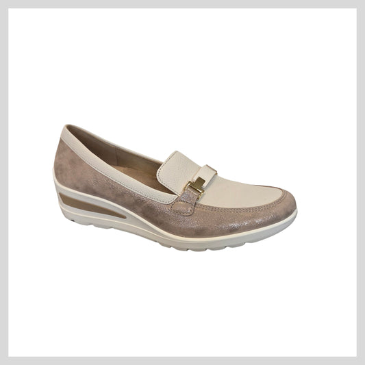 Ara 12-50630-05 Ladies Cream/Pewter Loafer