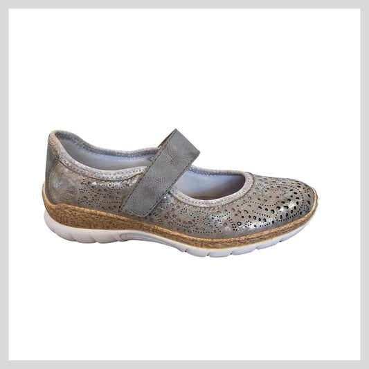 Rieker N4299-90 Ladies Silver Shoe