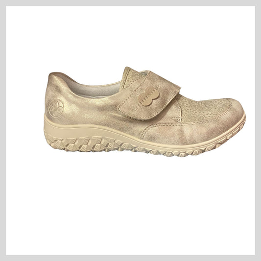 Rieker 59552-62 Ladies Velcro Beige/metallic/Floral Shoe