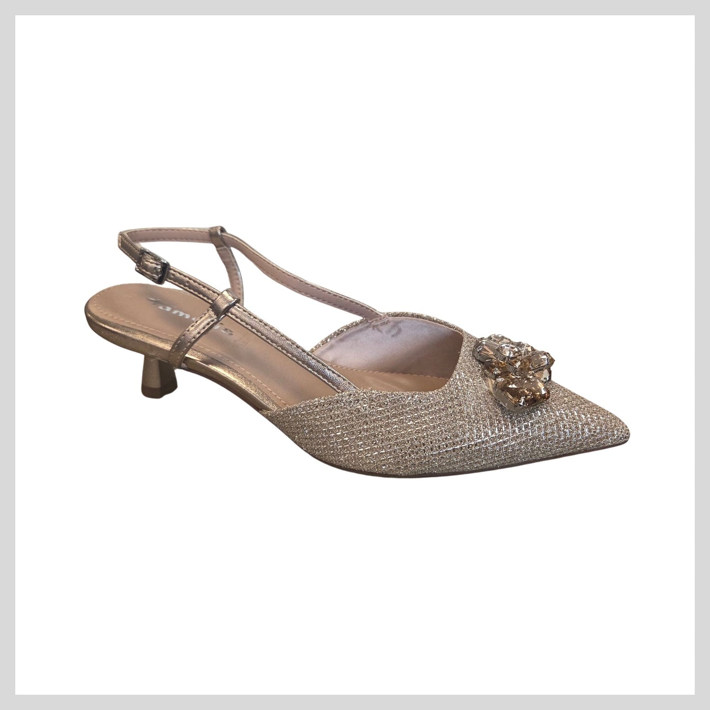1-29512-46 Ladies, Gold Sparkly Sling Backs