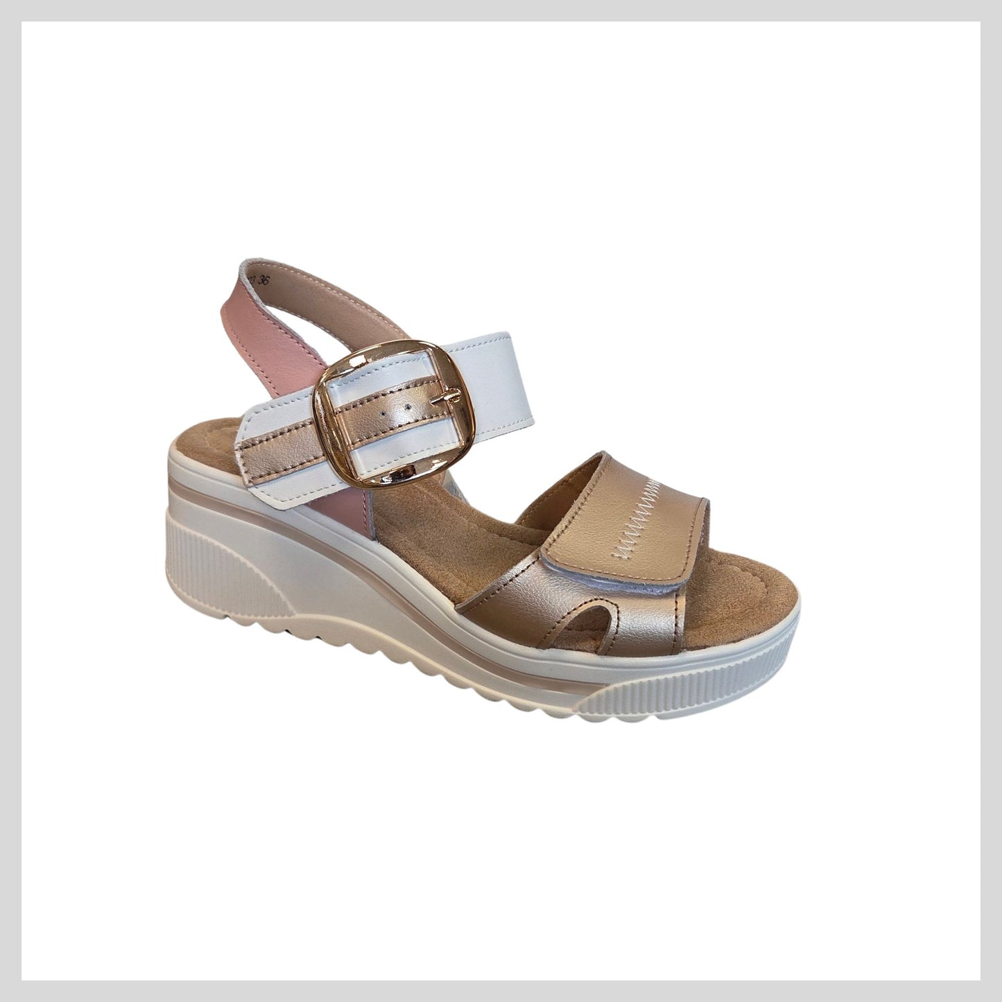Redz T42-203, Rose Gold, Pink & White Ladies Sandal