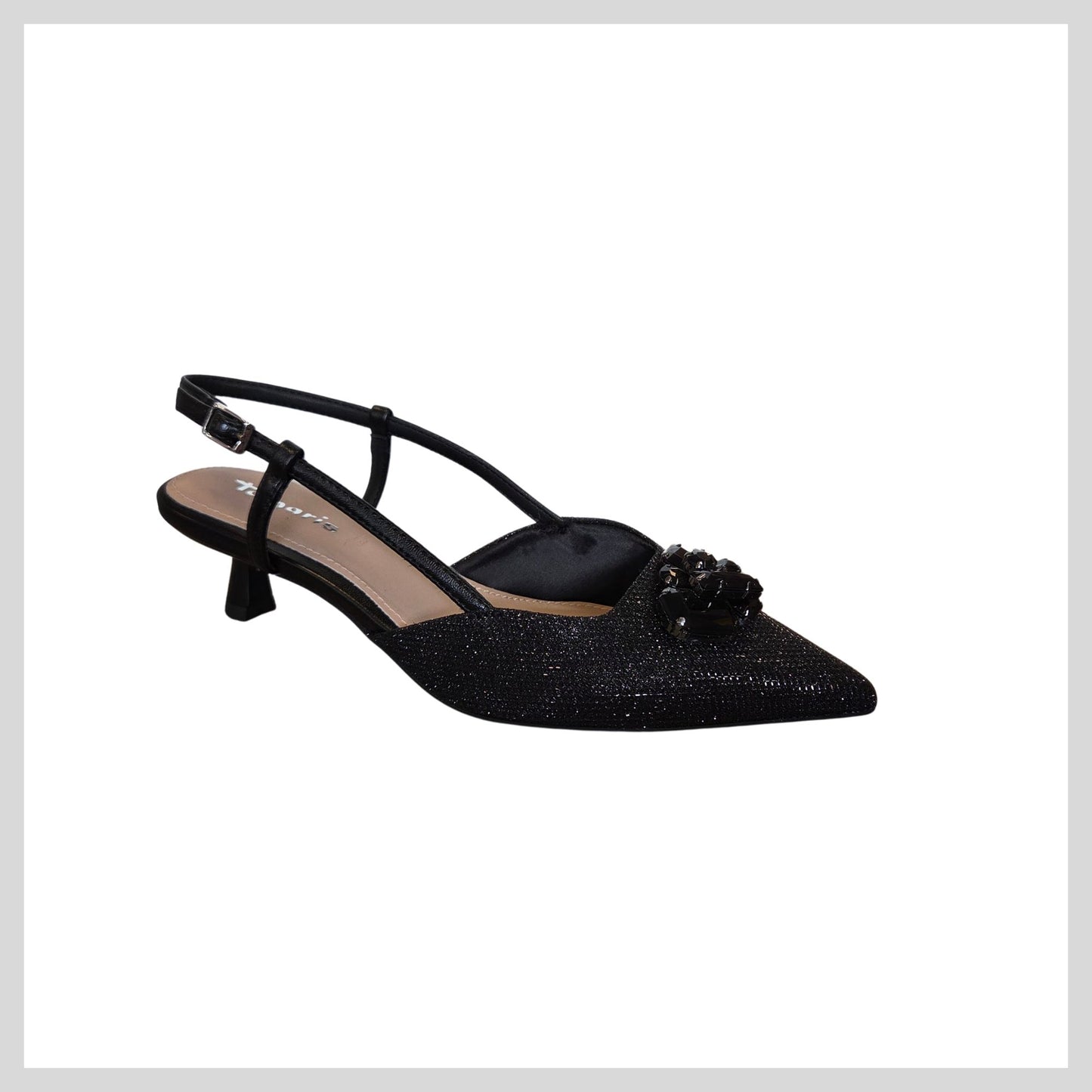 1-29512-43 Ladies, Black Sparkly Sling Backs