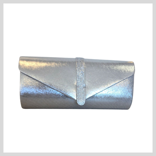 Susst  BG1052 Ladies Silver Metallic Fabric Clutch Bag