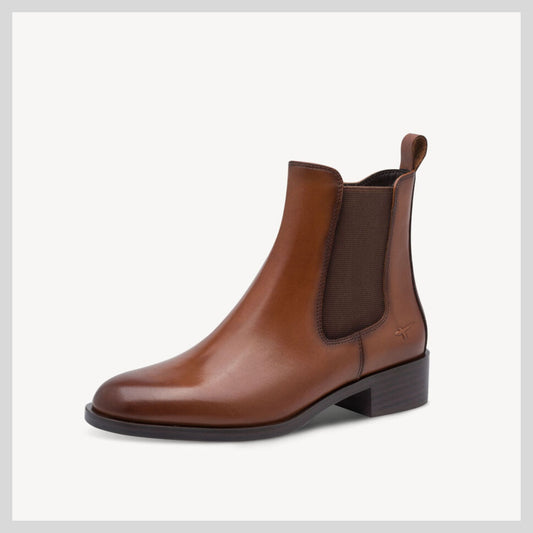 Ladies Cognac Leather Chelsea Boot