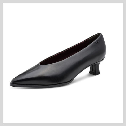 Ladies Tamaris Black Court Shoe  1-22340-47-003