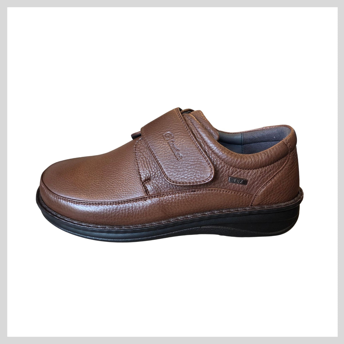 G Comfort P-3708C Men's Cognac/Tan Velcro Shoe