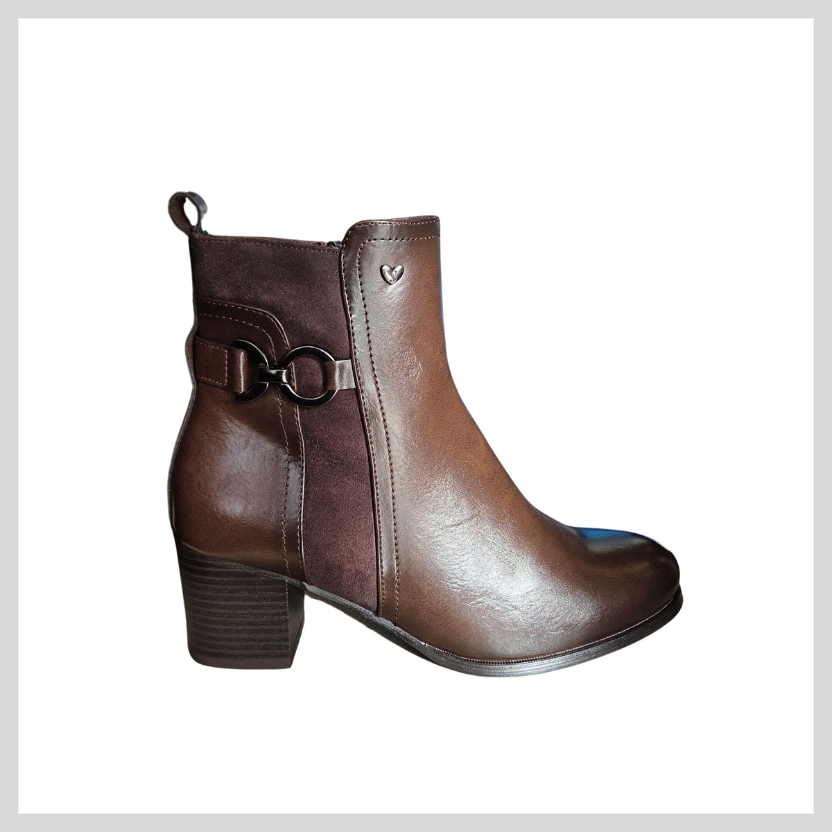 Susst Suzy26 Ladies Brown Block Heeled Ankle Boot
