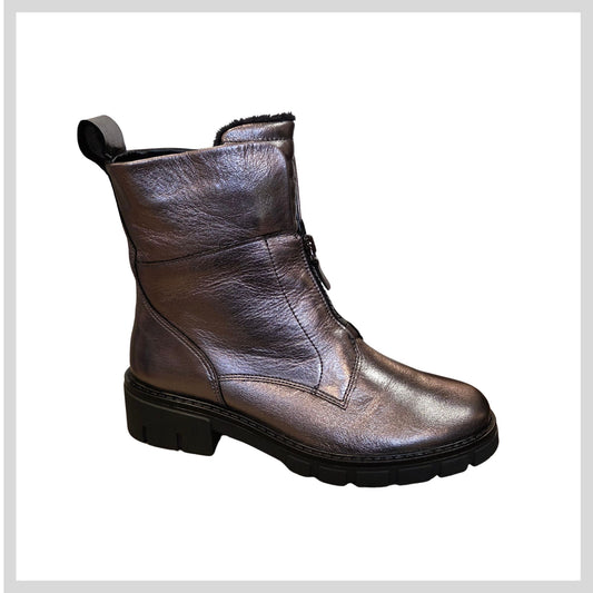 ARA 12-23130 Ladies Metallic Steel Grey Ankle Boot