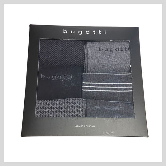 Bugatti 61156X- 610  Black/Grey  Mix 6 Pair Sock Box  EU43-46 (one Size)