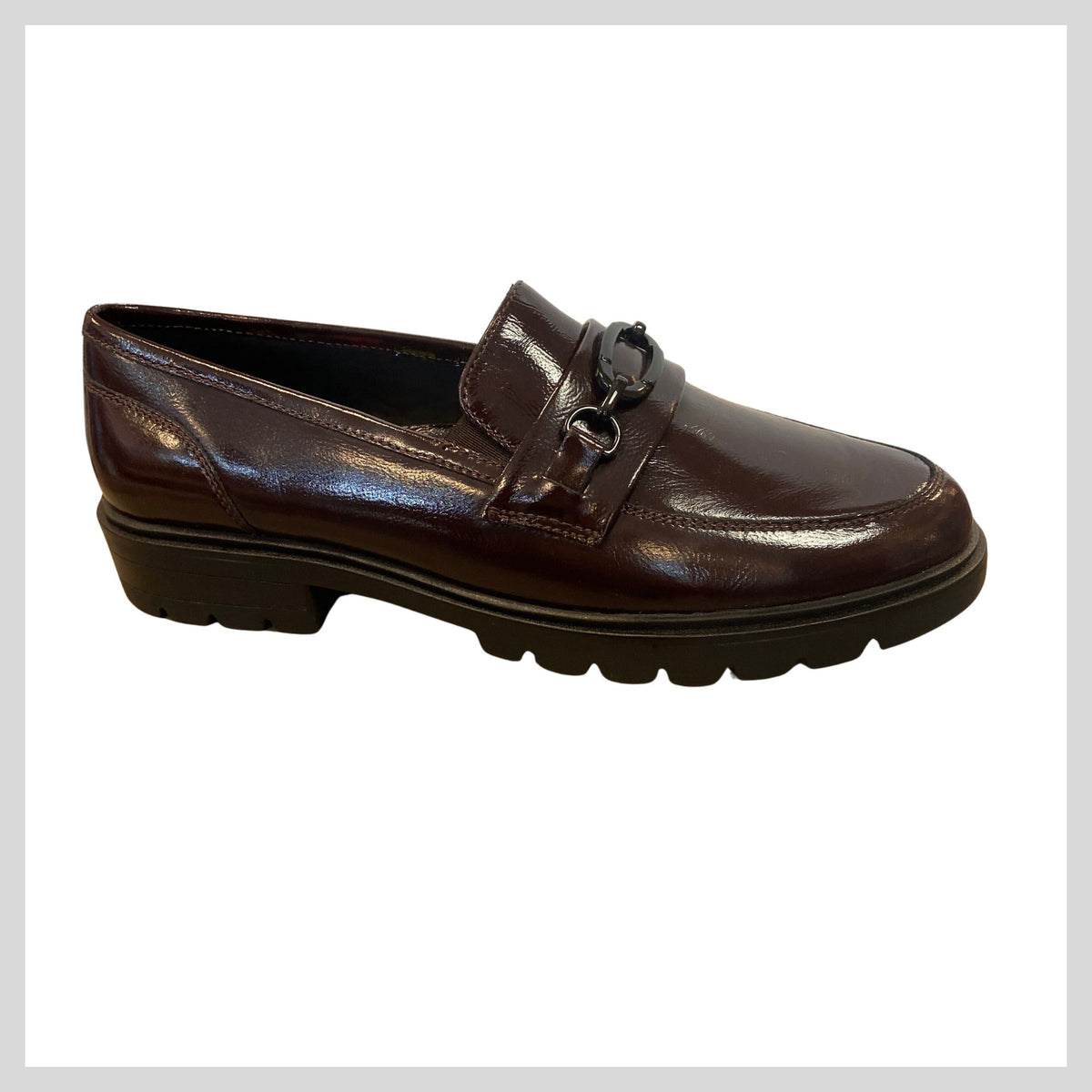 ARA 12-11219-19 Ladies Wine Patent Leather Loafer